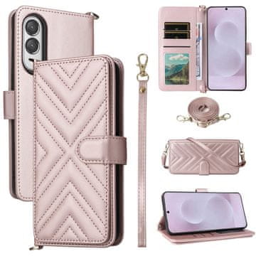 Overboard Ovitek za Samsung Galaxy S25 Edge s preklopom, denarnica čez telo, roza