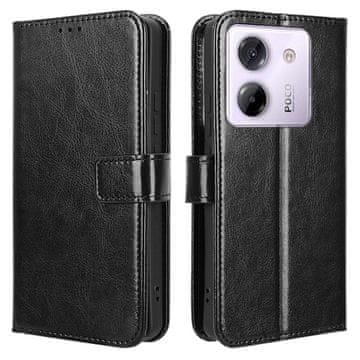 GS Ovitek s preklopom za Xiaomi Poco M7 Pro 5G, denarnica Crazy Horse, črna