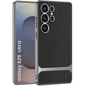 GKK Ovitek za Samsung Galaxy S25 Ultra, tkano usnje , črne barve