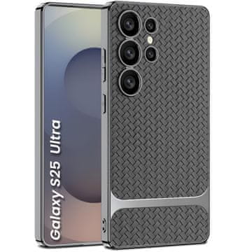 GKK Ovitek za Samsung Galaxy S25 Ultra, tkano usnje , siv