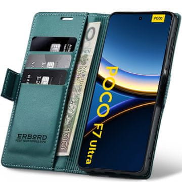 Overboard Ovitek za Xiaomi Poco F7 Ultra, sijoč liči , denarnica, zelen