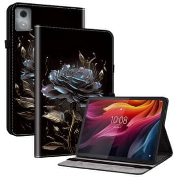 GS Ovitek za Lenovo Tab K11 Plus - črn, z roza potiskom, režami za kartice in stojalom
