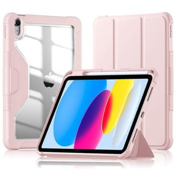 GS Ovitek za iPad 11" 2025 A16 (11. gen.) / iPad 10.9" 2022 (10. gen.) z zavihkom in držalom za pisalo, svetlo roza, pudrasto roza