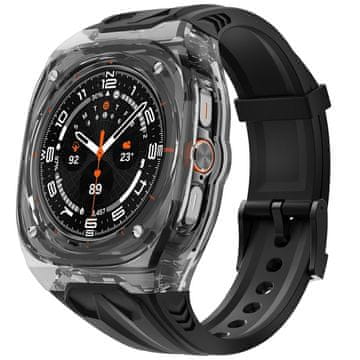 GS Silikonski pašček z zaščitnim etuijem za Samsung Galaxy Watch Ultra 2 / 1 - črn, odporen proti udarcem