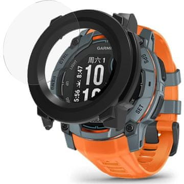 GS Zaščitni ovitek za Garmin Instinct 3 Solar / Instinct 3 AMOLED 50 mm s kaljenim steklom - črn