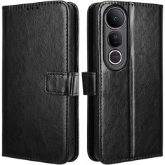 GS Ovitek denarnica Crazy Horse za Vivo V50 Lite 4G / 5G, črn