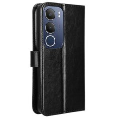 GS Ovitek denarnica Crazy Horse za Vivo Y19s, črn
