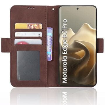 GS Ovitek za Motorola Edge 60 Pro z naslonom - denarnica z režo za kartice, rjava