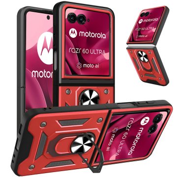 GS Oklepni ovitek za Motorola Razr 70 Ultra / 60 Ultra, CamShield Slide, rdeč