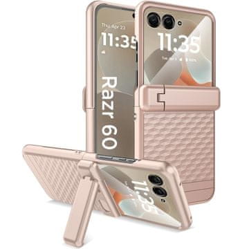 GS Ovitek za Motorola Razr 70 Ultra / 60 Ultra, ohišje s stojalom za računalnik, s steklom, zlat