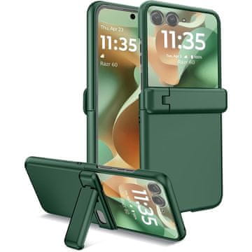 GS Ovitek za Motorola Razr 70 Ultra / 60 Ultra, ohišje za računalnik, s steklom in stojalom, zelen