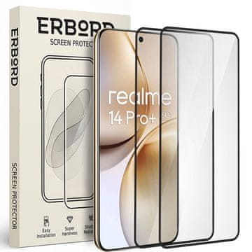 Overboard 2x kaljeno steklo za Realme 14 Pro+ 5G, 3D polno, steklo za celoten zaslon