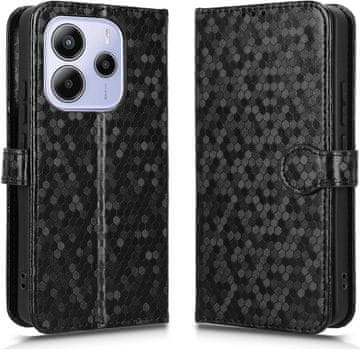 GS Ovitek za Xiaomi Redmi Note 14 4G, denarnica z rombom, črna