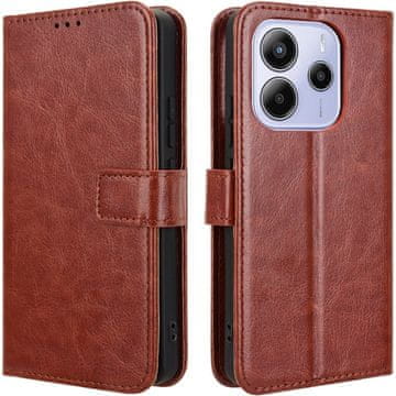 GS Ovitek za Xiaomi Redmi Note 14 4G, denarnica Crazy Horse, rjava