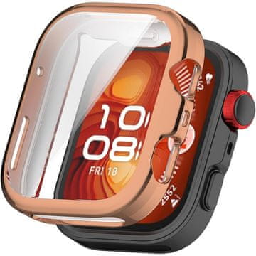 GS Ovitek 2 v 1 z zaščitnim steklom za Huawei Watch Fit 4, roza zlat