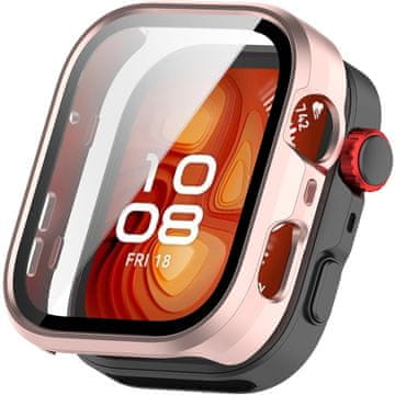 GS Ovitek 2 v 1 + kaljeno steklo za Huawei Watch Fit 4 Pro, roza