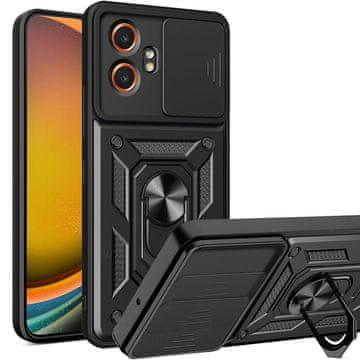 GS Ovitek s stojalom in zaklopom kamere za Samsung Galaxy Xcover 7 Pro - črn, oklepljen, z zaščito kamere