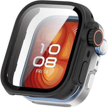 GS Ovitek 2 v 1 + kaljeno steklo za Huawei Watch Fit 4 Pro, črn/oranžen