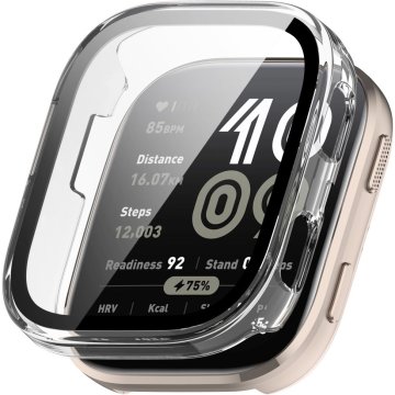 GS Kaljeno stekleno ohišje za Amazfit Bip 6 - popolna 2-v-1 zaščita - prozorno