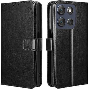 GS Preklopni ovitek za Motorola Moto G86 5G, denarnica Crazy Horse, črna