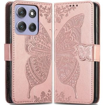 GS Ovitek za Motorola Moto G86 Power 5G, metuljček, roza zlata