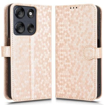 GS Ovitek za Motorola Moto G56 5G, denarnica v obliki rombov, zlat