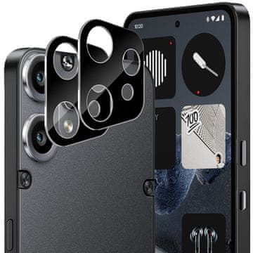 Overboard 2x kaljeno steklo zaščitni zaslon za kamero za CMF Nothing Phone 2 Pro, črno