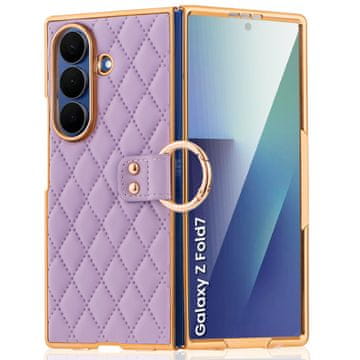 Overboard Usnjen ovitek z obročem za Samsung Galaxy Z Fold 7 - vijoličen