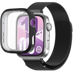 GS Milanska zapestnica + ovitek z zaščitnim ovitko za Huawei Watch Fit 4, črna