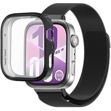 GS Milanska zapestnica + ovitek z zaščitnim ovitko za Huawei Watch Fit 4, črna