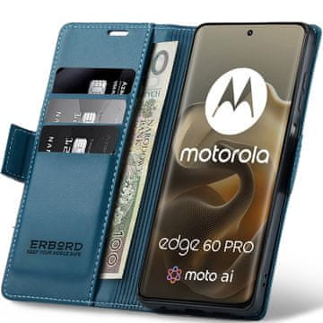 Overboard Ovitek za Motorola Edge 60 Pro, sijoč liči, denarnica z naslonom, moder