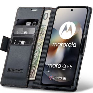 Overboard Ovitek za Motorola Moto G56 5G, sijajni liči, denarnica s preklopom, črna