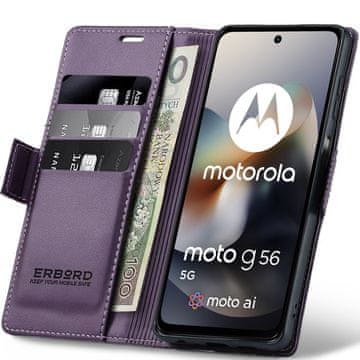 Overboard Ovitek za Motorola Moto G56 5G, sijoč liči , denarnica z naslonom, vijoličen