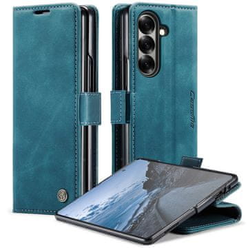 CaseMe Ovitek za Samsung Galaxy Z Fold7 5G, usnjen ovitek denarnica, moder