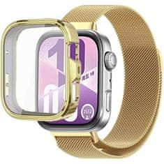 GS Milanska zapestnica + ovitek z zaščitnim ovitko za Huawei Watch Fit 4, zlata