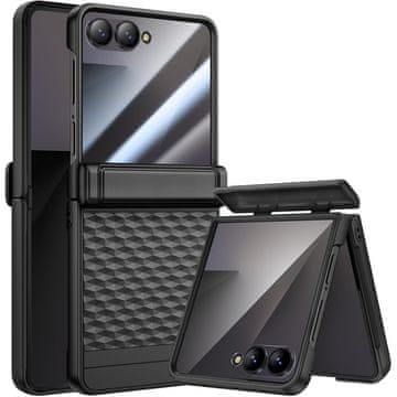 GS Ovitek za Samsung Galaxy Z Flip7 5G, ohišje za računalnik, s steklom, črn