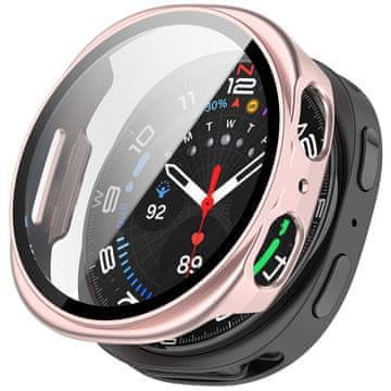 GS Ovitek 2 v 1 + kaljeno steklo za Samsung Galaxy Watch 8 44 mm, roza