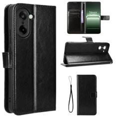 GS Ovitek denarnica Crazy Horse za OnePlus Nord CE5, črn