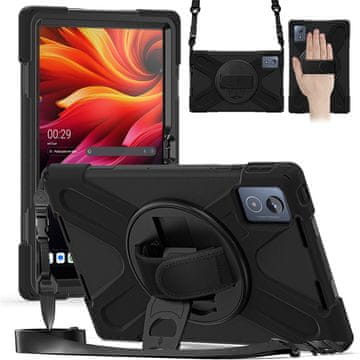 GS Robustno ohišje za Lenovo Tab K11 Plus s stojalom in naramnim trakom – črno