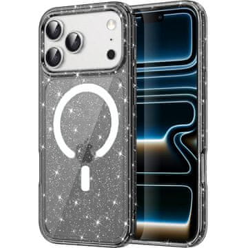 GS Ovitek za iPhone 17 Pro, odporen proti MagSafe, bleščeč, polprozoren črne barve