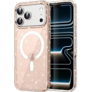 GS Ovitek za iPhone 17 Pro, odporen na MagSafe, bleščeč, prosojno zlat