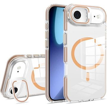 Overboard Ovitek za iPhone Air, pripravljen za MagSafe, s stojalom, prozoren z zlatimi poudarki