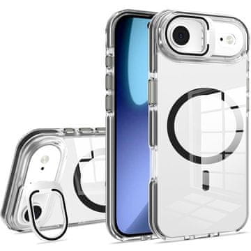 Overboard Ovitek za iPhone Air, pripravljen za MagSafe, s stojalom, prozoren s črnimi poudarki