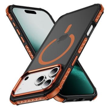 Overboard Oklepni ovitek za iPhone 18 Pro / 17 Pro, mat ovitek, za MagSafe, mat z oranžnim okvirjem