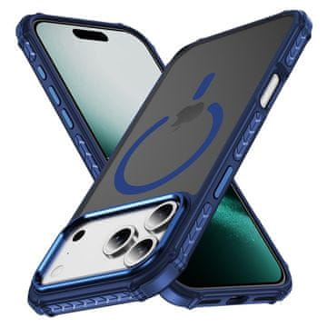 Overboard Oklepni ovitek za iPhone 18 Pro / 17 Pro, mat ovitek, za MagSafe, mat z modrim okvirjem
