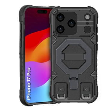 Overboard Ovitek Armor za iPhone 17 Pro, odporen na MagSafe, s stojalom, črn