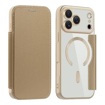 GS Ovitek za iPhone 17 Pro Max z zapiranjem, RFID denarnica MagSafe z zaščito kamere, zlat
