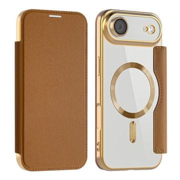 GS Ovitek za iPhone Air Flip, denarnica RFID MagSafe z zaščito kamere, rjava