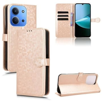 GS Ovitek za Xiaomi Redmi 15C 4G/LTE, denarnica z rombom, zlat