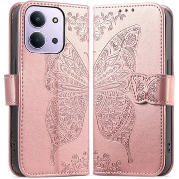 GS Ovitek za Xiaomi Redmi 15C 4G/LTE, metulj, roza zlata